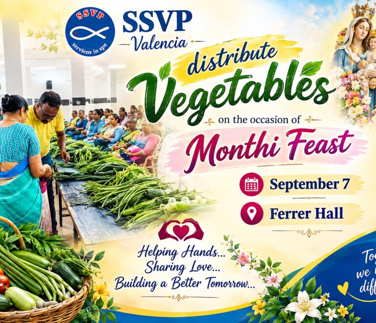 SSVP Valencia distribute Vegetables on the occasion of Monthi Feast
